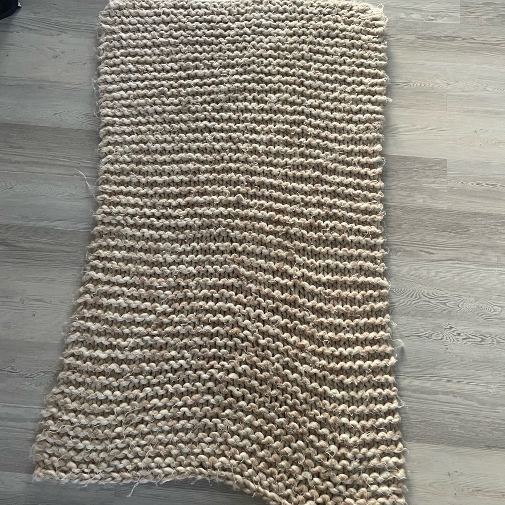 Pottery Barn Cream Knit Throw Blanket
